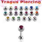 bber35 316l steel tragus barbell w bezel jewel steel ball