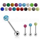 bbfr6 316l steel tongue barbell with 6mm ferido multi crystal