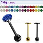bbmtj4 anodized 316l tongue barbell round top 5mm steel ball