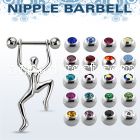 bbnpd12 316l steel nipple barbell w 5mm jewel balls hanging man 