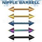 bbnptcn anodized 316l steel nipple barbell w two 4mm cones