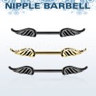 bbnptwg anodized surgical steel nipple barbell w two small wings