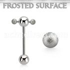 bbspnfo steel spinner tongue barbell w 2 3mm frosted steel balls