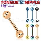 bbtb5 anodized 316l steel nipple tongue barbell with 5mm ball