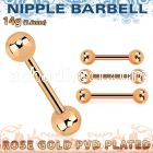 bbttb5 rose gold steel nipple barbell w 2 5mm balls