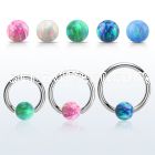bcr12o5 316l steel ball closure ring 12g 5mm synthetic opal ball