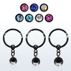 bcrtsjb black steel bcr 1.2mm w 5mm two color multi crystal ball
