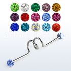 bdcf4 316l steel industrial barbell w 4mm ferido crystal ball