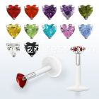 bilbhz bio flex labret with a 3mm prong set heart cz stone