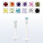 bilbqz bio flexible labret with prong set 2mm square cz stone