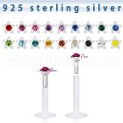 bilbs bio flex labret w star silver top with central crystal