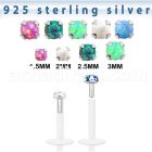 bilpo bio flex labret w prong set 1.5  3mm synthetic opal