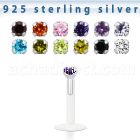 bilz25m bioflex labret w sterling silver top w prong cz