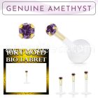 bioflex labret with push in 10kt gold w prong amethyst