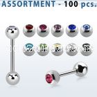 blk17 316l steel tongue barbell w 6mm bezel jewel steel ball