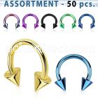 blk187 bulk of anodized 316l steel circular barbells w 5mm cone