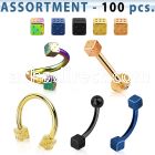 blk209 bulk of anodized 316l steel body jewelry with dices