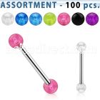 blk267 316l tongue barbell w 5mm acrylic uv bubble ball