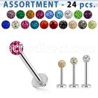 blk282 316l labret with 3mm ferido crystal ball w resin