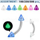 blk360 316l steel eyebrow banana with 3mm glow in the dark cone