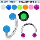 blk361 316l circular barbell w 3mm acrylic luminous ball