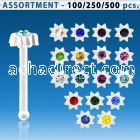 blk426 acrylic nose bone with star top 1 4mm round crystal