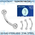 blk468 sterlized 316l steel eyebrow bananas with 3mm ball