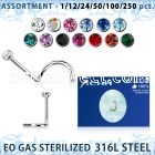 blk483 sterilized 316l steel nose screw with bezel crystal ball