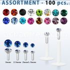 blk506 bio flex labret w silver top w 1 5mm 3mm glued crystal