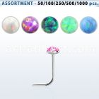 blk566 sterling silver nose stud piercing bulk w 2mm opal glued