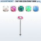 blk571 sterling silver nose bone piercing bulk w 2mm opal