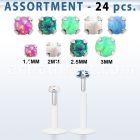 blk580 bulk of bio flex labrets w prong set synthetic opal tops