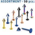 blk74 bulk of anodized 316l steel labret with 3mm 4mm cones