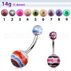 bndxb 316l steel belly banana with 5 8mm marble acrylic ball