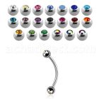bne2c 316l steel eyebrow banana with 3mm bezel jewel ball