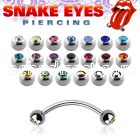 bne2cl 316l steel snake eye piercing banana with 3mm bezel ball