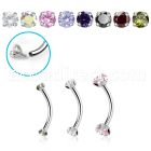 bne2czin internally threaded steel eyebrow banana w 3mm cz stone