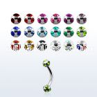 bnec3 316l steel belly banana with 3mm multi jewel ball