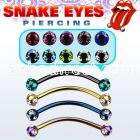 bnekcl anodized 316l steel snake eye banana w 3mm bezel ball