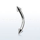 bnenx25 surgical steel eyebrow banana with two 2 5mm cones