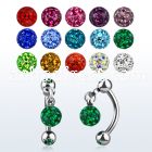 bner7 316l steel eyebrow banana w ferido crystal ball w resin