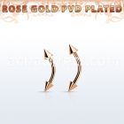 bnettcn rose gold 316l steel eyebrow banana, w two 3mm cones