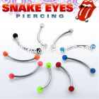 bnevbl 316l steel snake eye banana with two 3mm acrylic uv ball