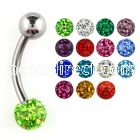 bnfr6 316l steel belly banana w steel ball gem resined ball