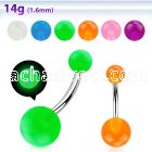 bngl 316l steel belly banana w 58mm acrylic luminous ball