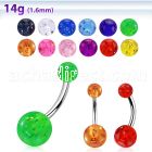 bngt 316l steel belly banana w 5 8mm acrylic glitter ball