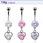 bnrz419 casted steel cz belly banana w heart with cz