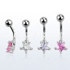 bnstz 316l steel belly banana w 8mm star prong cz ball