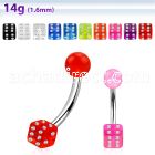 bnuvdic 316l steel belly banana w crystal studded uv ball dice