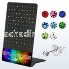 br007 silver earstud w 1 5mm crystal tops in assorted colors
